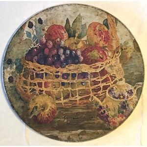 Judy Burswell Apple And Grape Baskets Hand Painted Ceramic Design Tile Trivet